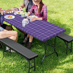 Purple Grey And White Tattersall Print Picnic Table Cover