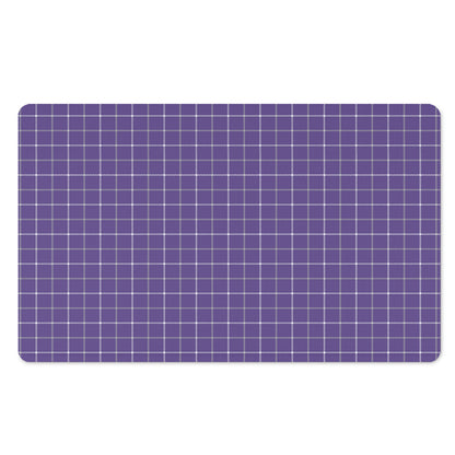 Purple Grey And White Tattersall Print Polyester Doormat
