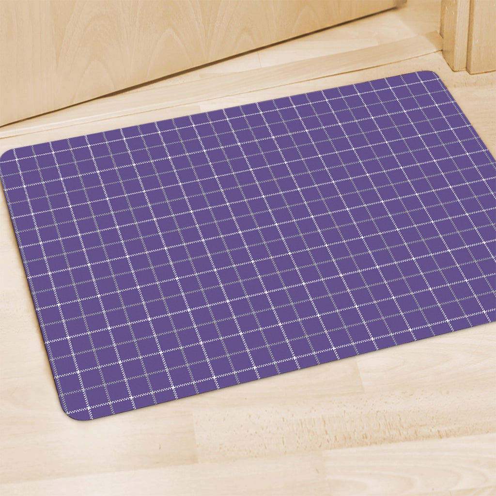 Purple Grey And White Tattersall Print Polyester Doormat