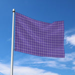 Purple Grey And White Tattersall Print Polyester Flag