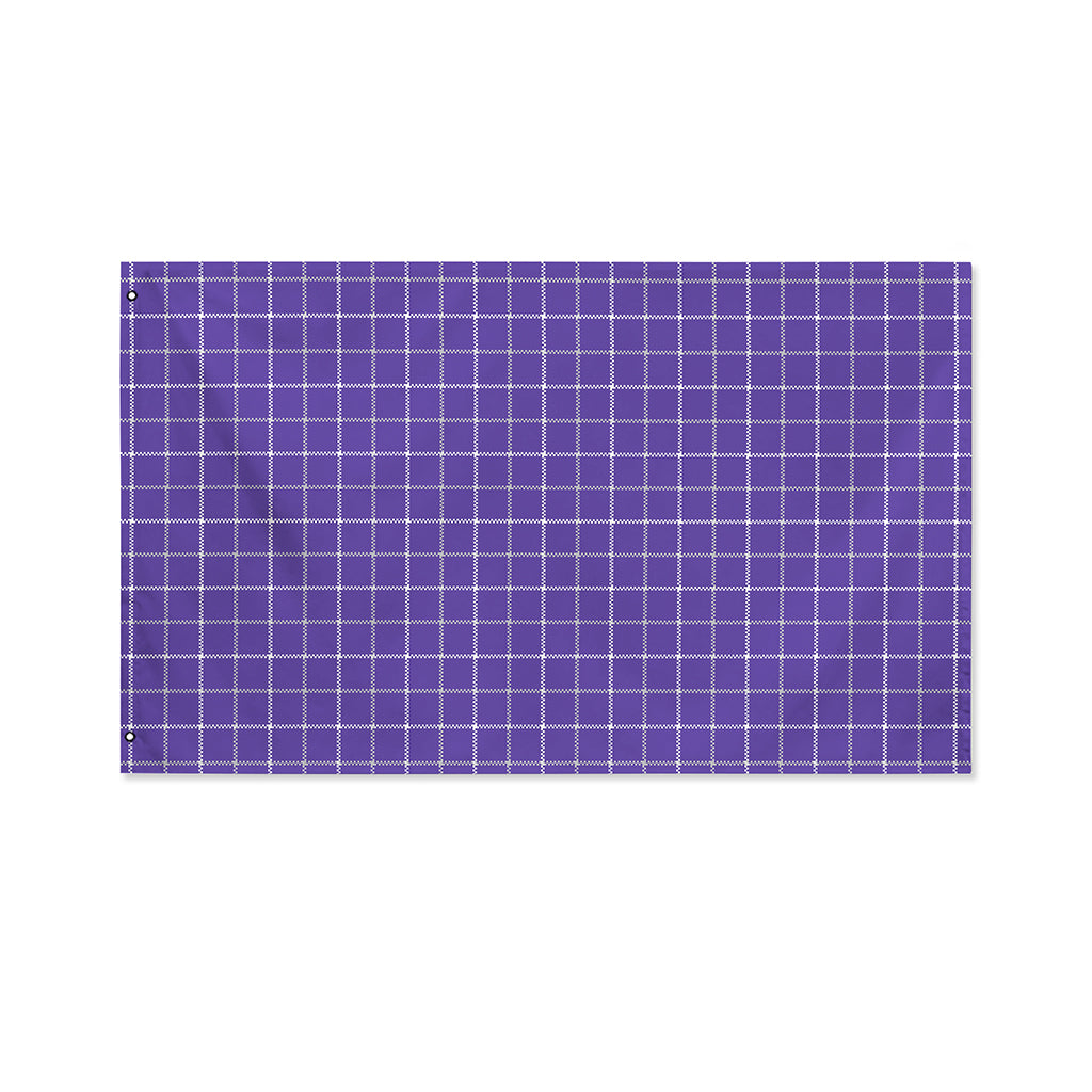 Purple Grey And White Tattersall Print Polyester Flag