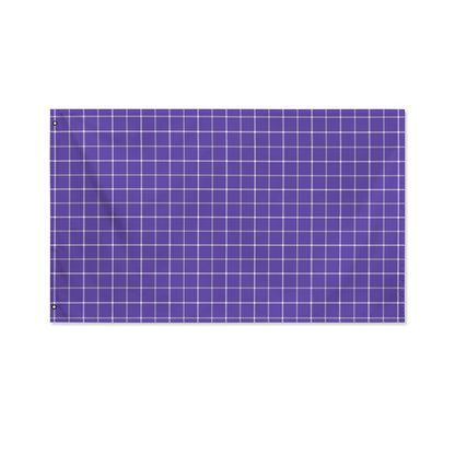 Purple Grey And White Tattersall Print Polyester Flag