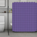 Purple Grey And White Tattersall Print Polyester Shower Curtain