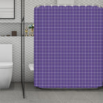 Purple Grey And White Tattersall Print Polyester Shower Curtain