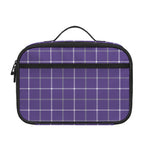 Purple Grey And White Tattersall Print Portable Lunch Bag