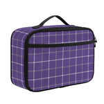 Purple Grey And White Tattersall Print Portable Lunch Bag