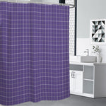 Purple Grey And White Tattersall Print Premium Shower Curtain