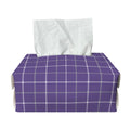 Purple Grey And White Tattersall Print Rectangle Tissue Box Cover