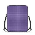 Purple Grey And White Tattersall Print Rectangular Crossbody Bag