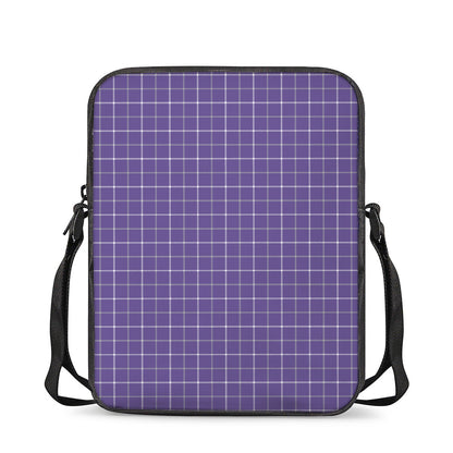 Purple Grey And White Tattersall Print Rectangular Crossbody Bag