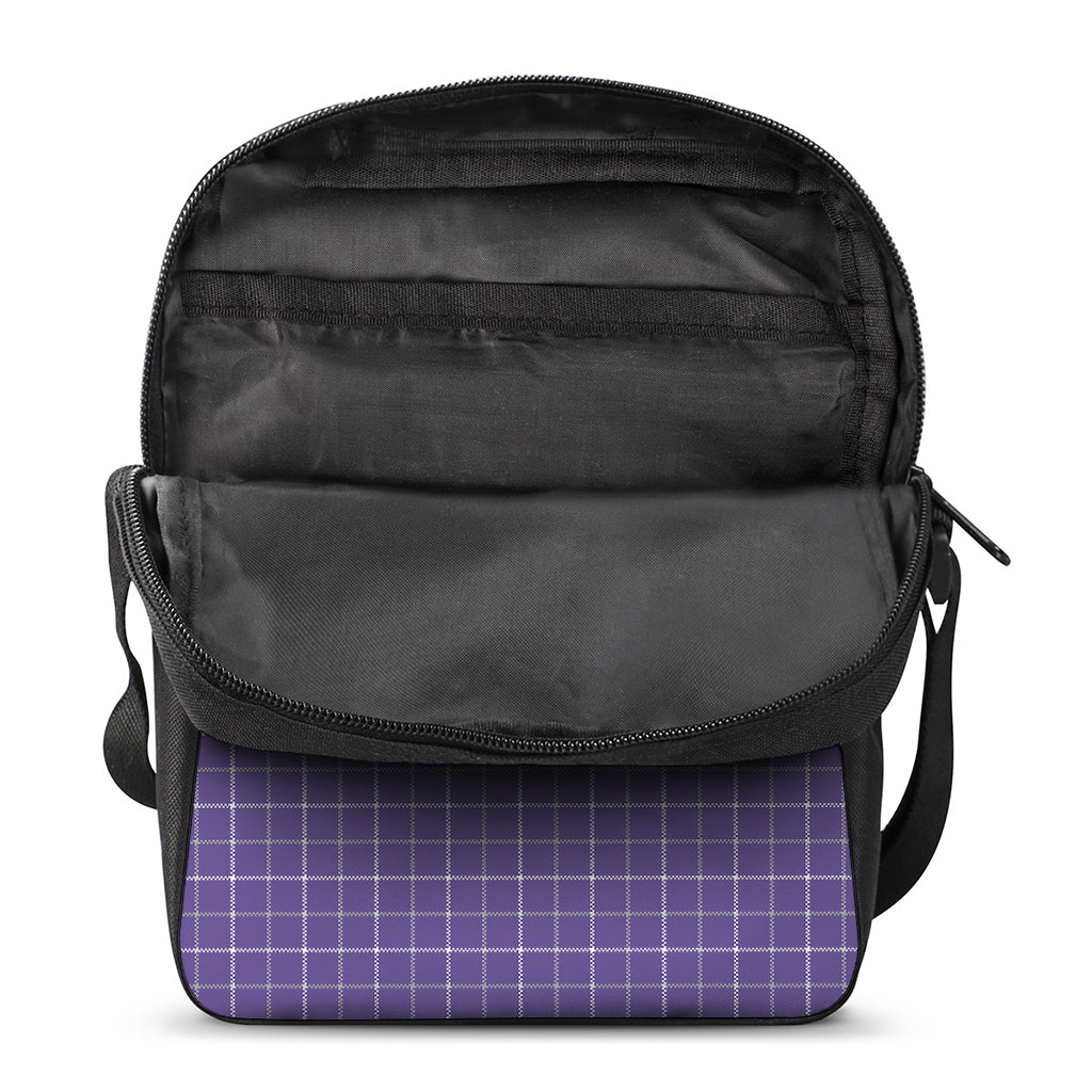 Purple Grey And White Tattersall Print Rectangular Crossbody Bag