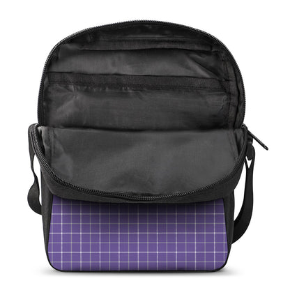 Purple Grey And White Tattersall Print Rectangular Crossbody Bag