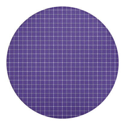 Purple Grey And White Tattersall Print Round Blanket