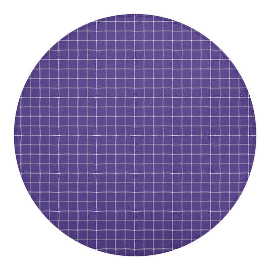 Purple Grey And White Tattersall Print Round Blanket