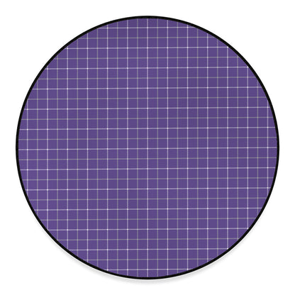 Purple Grey And White Tattersall Print Round Floor Mat