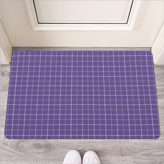 Purple Grey And White Tattersall Print Rubber Doormat