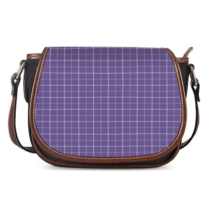 Purple Grey And White Tattersall Print Saddle Bag