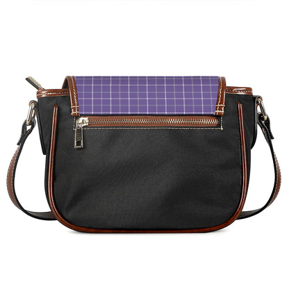 Purple Grey And White Tattersall Print Saddle Bag