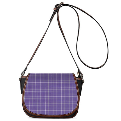 Purple Grey And White Tattersall Print Saddle Bag