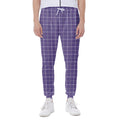 Purple Grey And White Tattersall Print Joggers