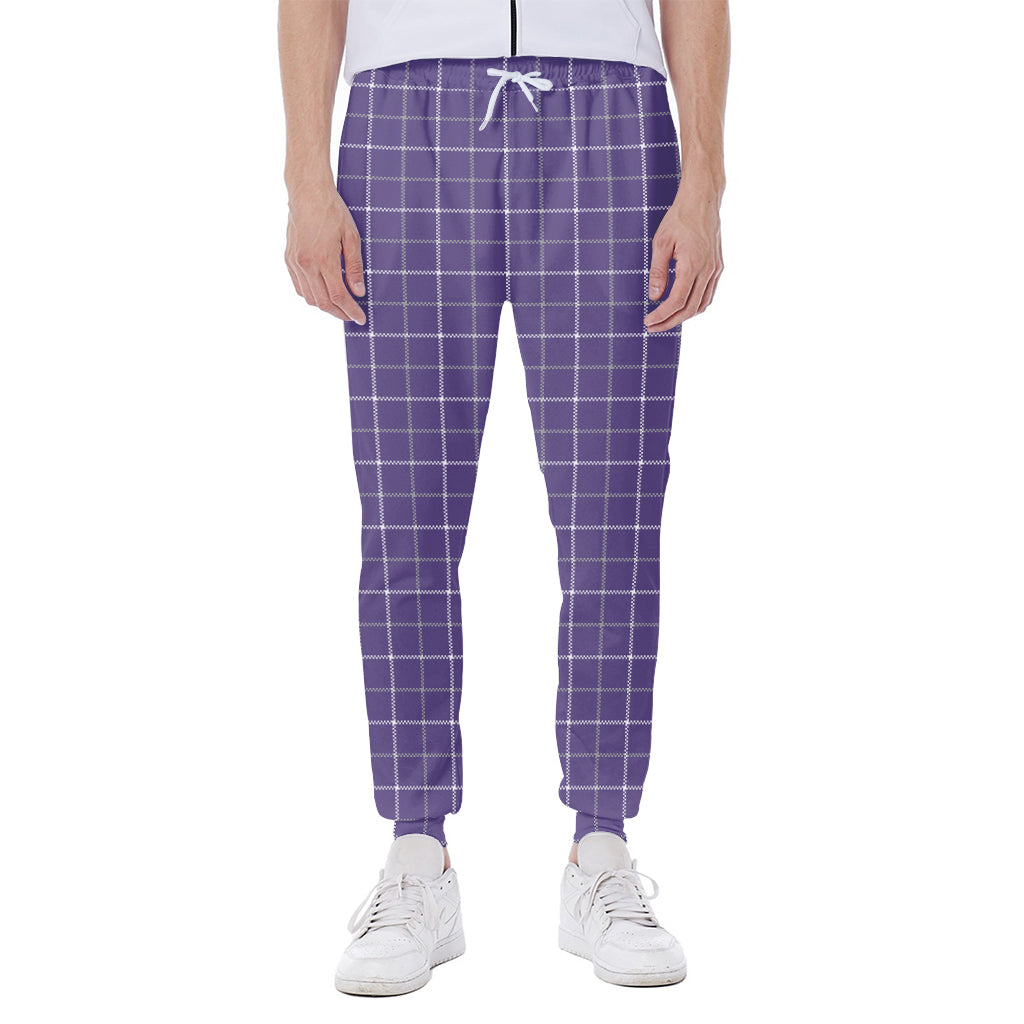 Purple Grey And White Tattersall Print Scuba Joggers