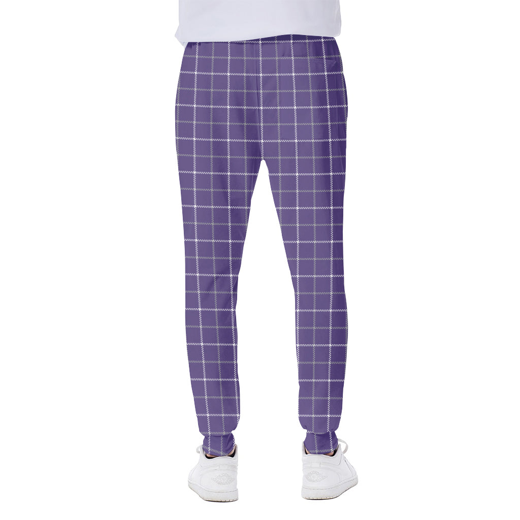 Purple Grey And White Tattersall Print Scuba Joggers