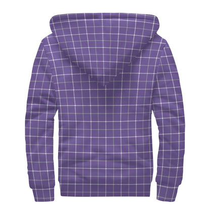 Purple Grey And White Tattersall Print Sherpa Lined Zip Up Hoodie