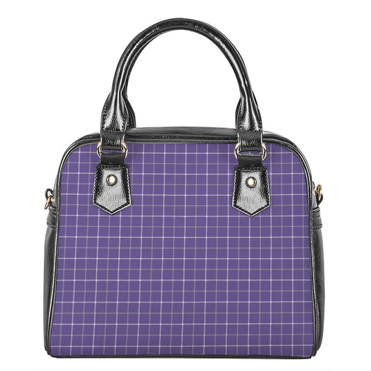 Purple Grey And White Tattersall Print Shoulder Handbag