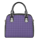 Purple Grey And White Tattersall Print Shoulder Handbag