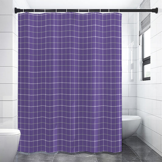 Purple Grey And White Tattersall Print Shower Curtain