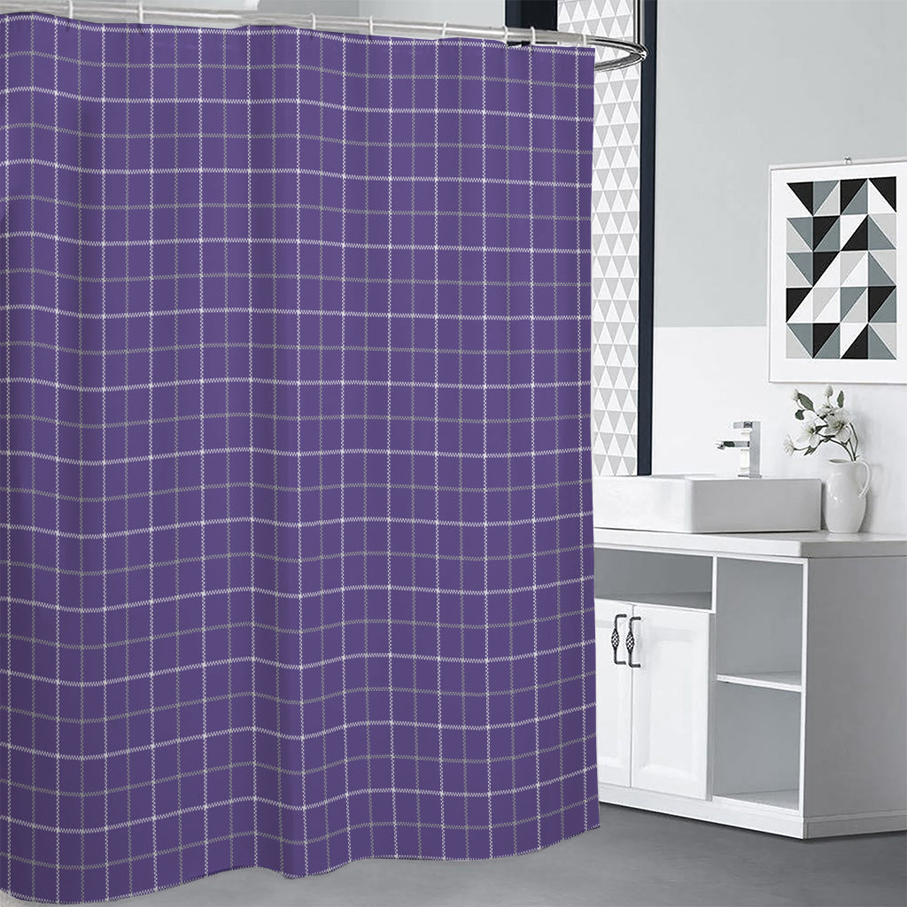Purple Grey And White Tattersall Print Shower Curtain