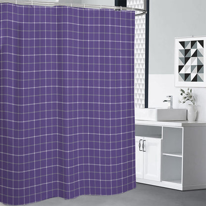 Purple Grey And White Tattersall Print Shower Curtain