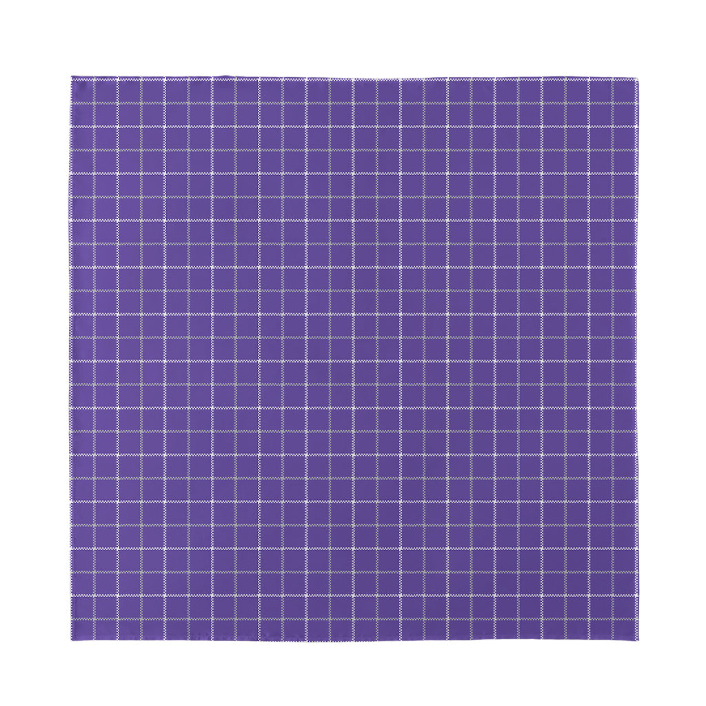 Purple Grey And White Tattersall Print Silk Bandana