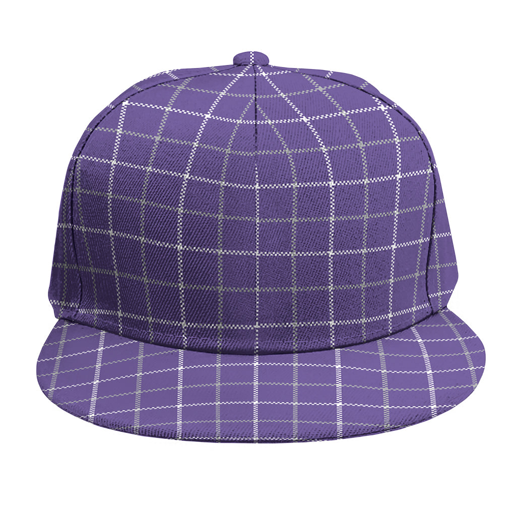 Purple Grey And White Tattersall Print Snapback Cap