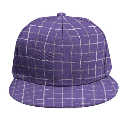 Purple Grey And White Tattersall Print Snapback Cap