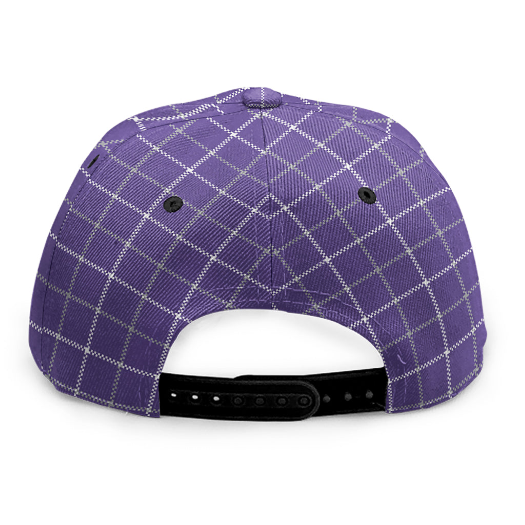 Purple Grey And White Tattersall Print Snapback Cap