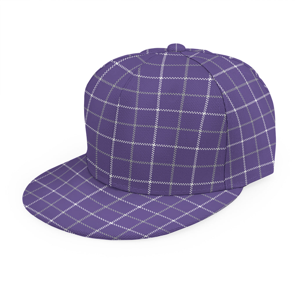 Purple Grey And White Tattersall Print Snapback Cap