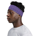 Purple Grey And White Tattersall Print Sports Headband