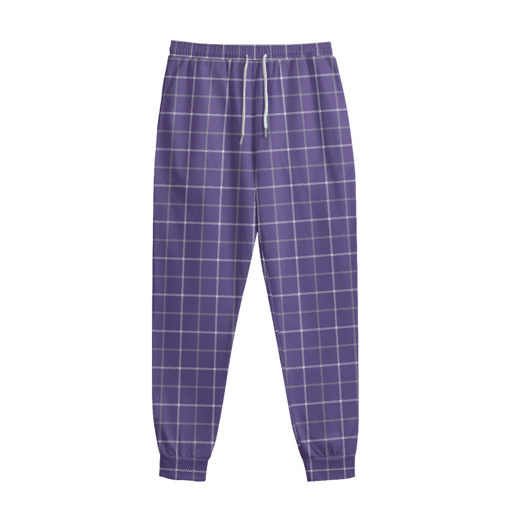 Purple Grey And White Tattersall Print Sweatpants