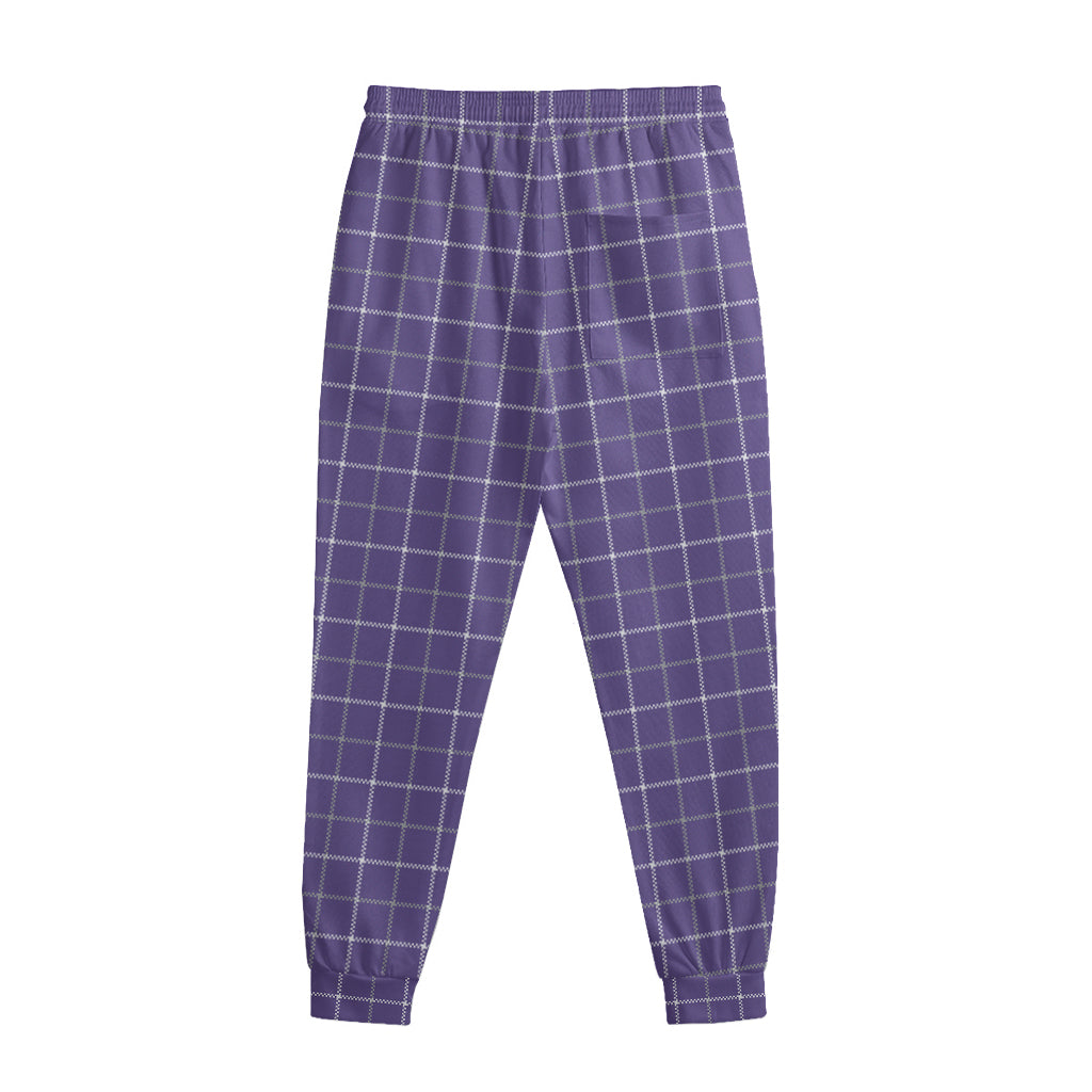 Purple Grey And White Tattersall Print Sweatpants