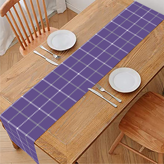 Purple Grey And White Tattersall Print Table Runner