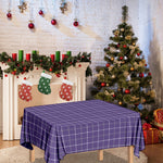Purple Grey And White Tattersall Print Tablecloth