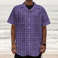 Purple Grey And White Tattersall Print Textured Short Sleeve Shirt