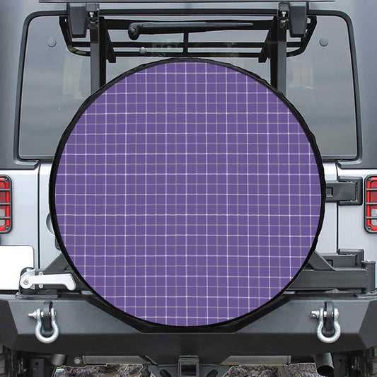 Purple Grey And White Tattersall Print Tire Cover