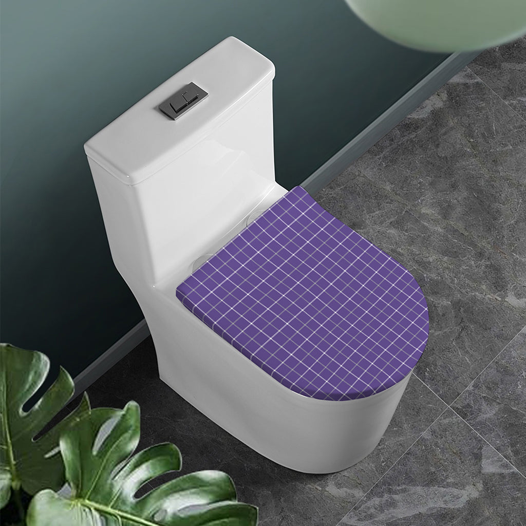 Purple Grey And White Tattersall Print Toilet Lid Cover