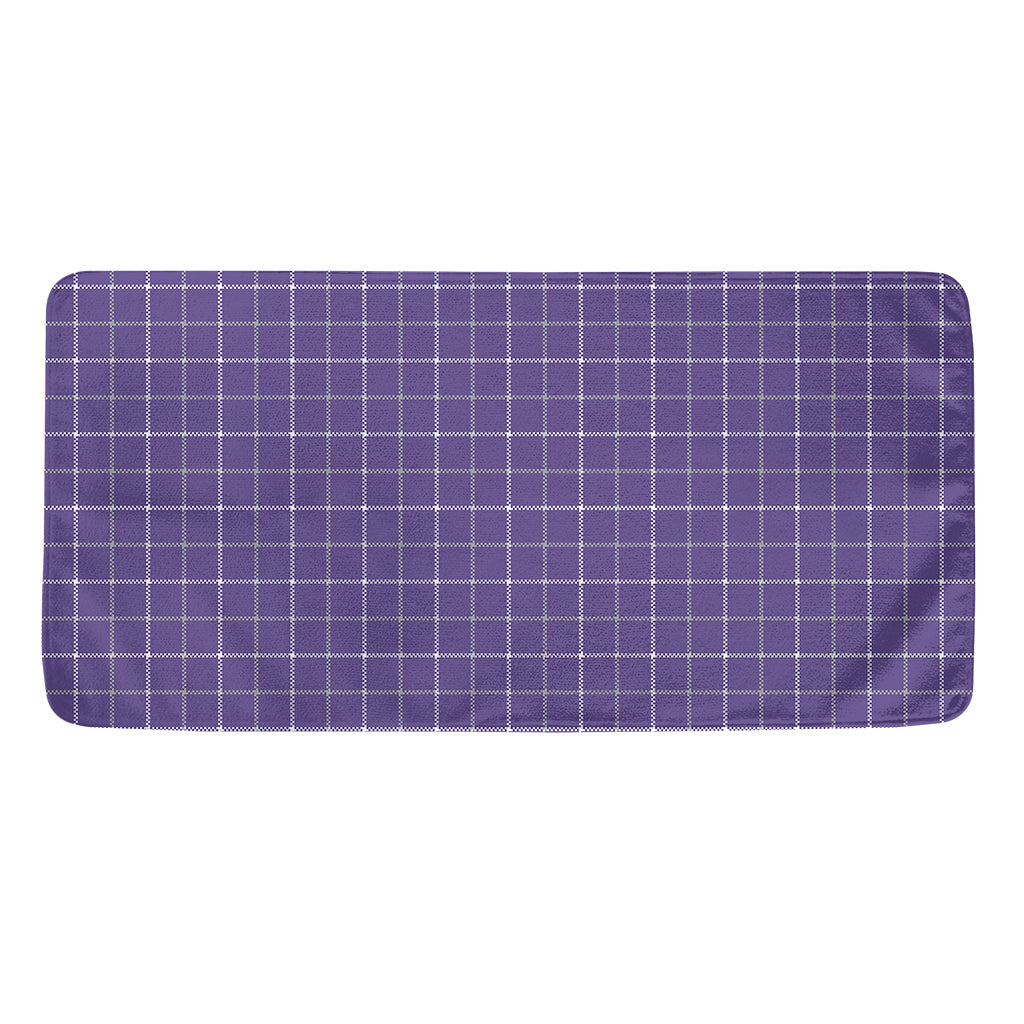 Purple Grey And White Tattersall Print Towel