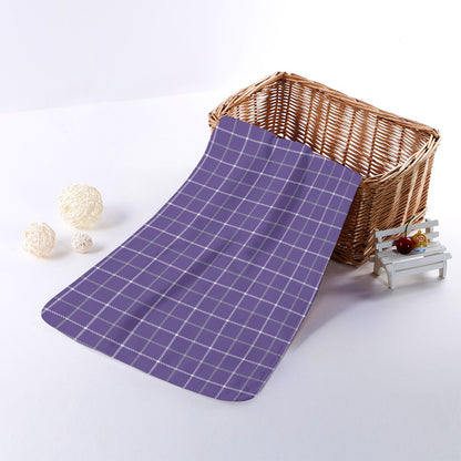 Purple Grey And White Tattersall Print Towel