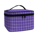 Purple Grey And White Tattersall Print Travel Makeup Bag