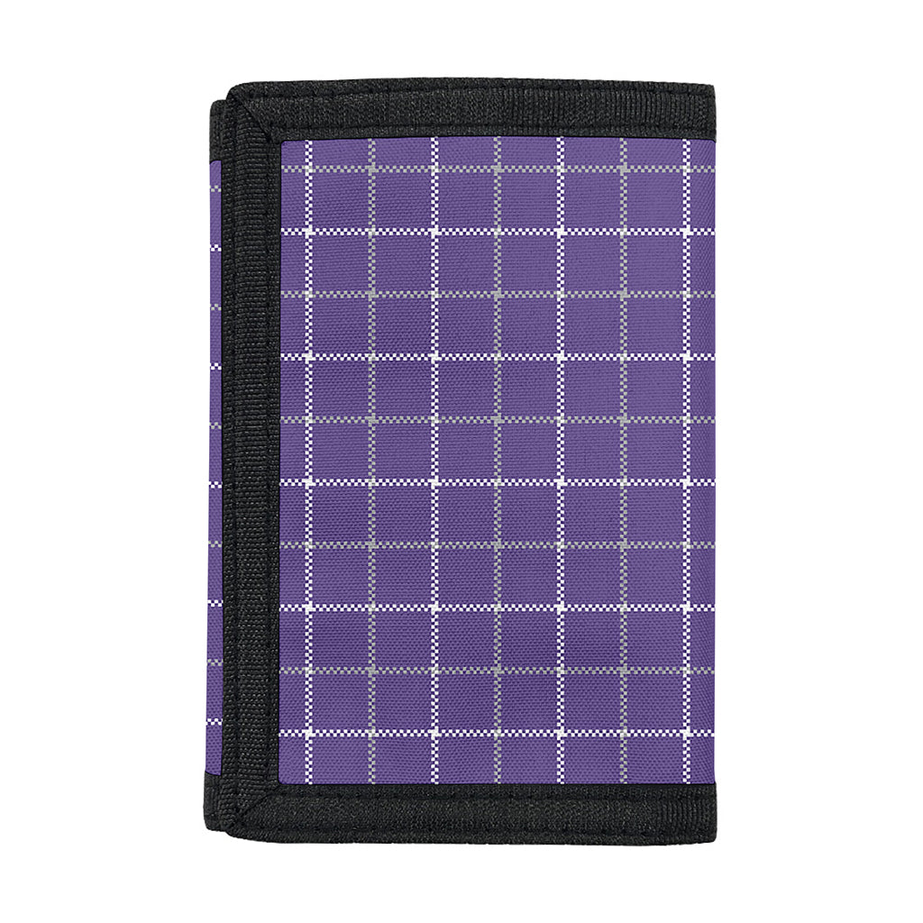 Purple Grey And White Tattersall Print Trifold Wallet
