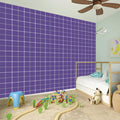 Purple Grey And White Tattersall Print Wall Sticker